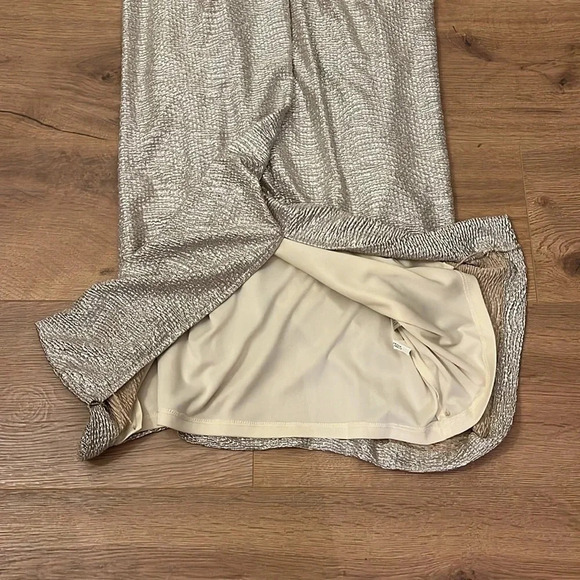 Boston Proper | Silver shimmery wrap style dress asymmetrical Size 4 rhinestones - Picture 4 of 9